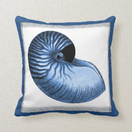 Vintages Blue Chambered Nautilus Muschel Pilz Kissen