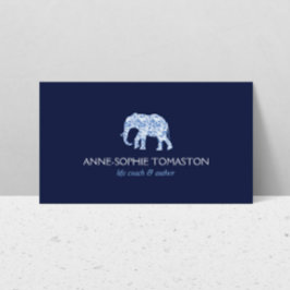 Vintages Blue Gemustert Elephant Logo Visitenkarte