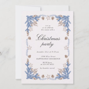 Vintages Blue Golden Party Einladung