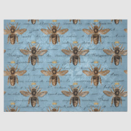 Vintages Blue Honey Bee Decoupage Tissue Seidenpapier
