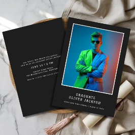 Vintages Blue Retro Abschluss Foto Einladung