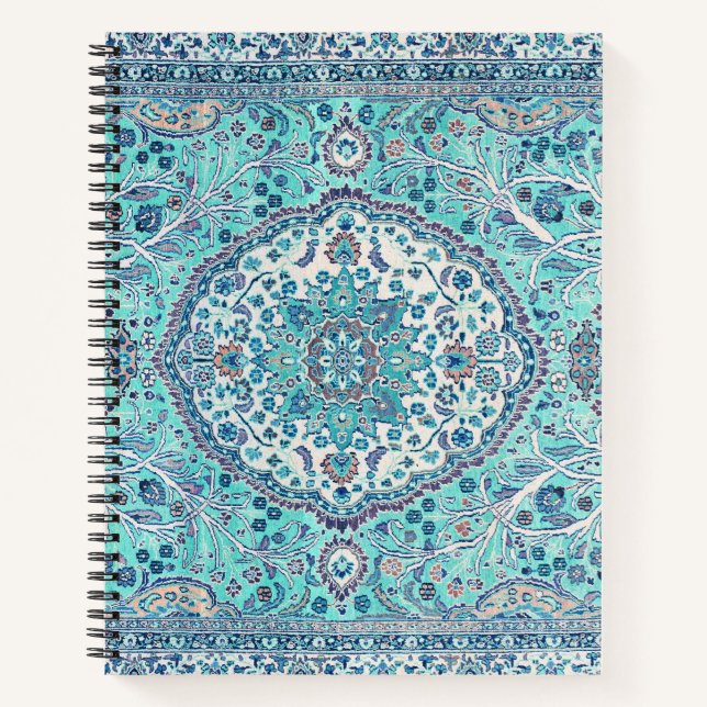 Vintages Blue Rug Muster Notizbuch (Vorderseite)