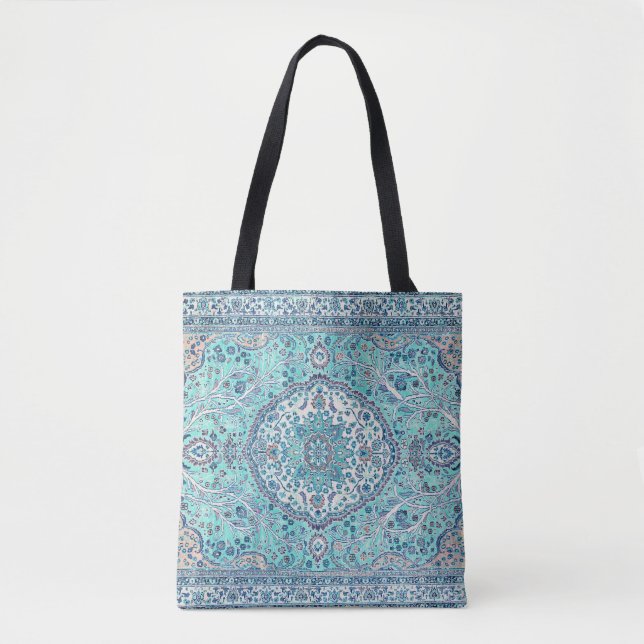 Vintages Blue Rug Muster Tasche (Vorderseite)