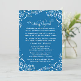 Vintages Blue Scrolls Hochzeit und Probe Einladung