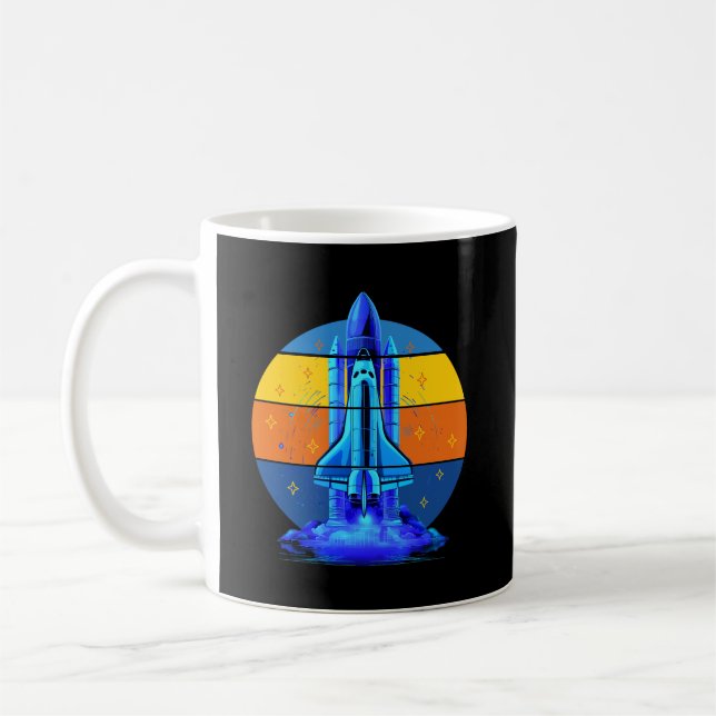 Vintages Blue Space Shuttle-Raumschiff Kaffeetasse (Links)