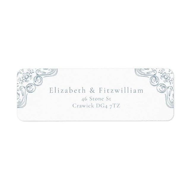 Vintages Blue-Verziert-Rahmen-Adressetikett (Vorne)