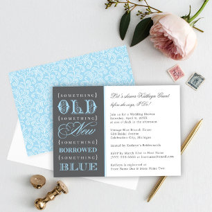 Vintages Blue Wedding Brautparty Einladung