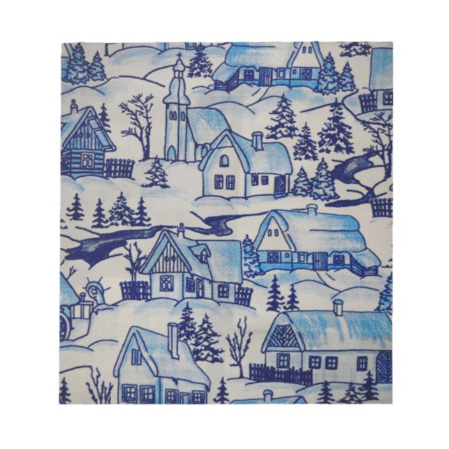 Vintages Blue Weihnachtsdorf Notizblock (Vorderseite)