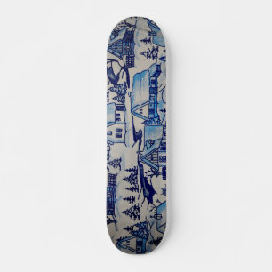 Vintages Blue Weihnachtsdorf Skateboard