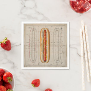 Vintages Blueprint für Hot Dog Serviette