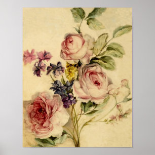 Vintages Blumen vom 18. Jahrhundert Poster