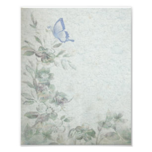 Vintages Blumenblau Fotodruck