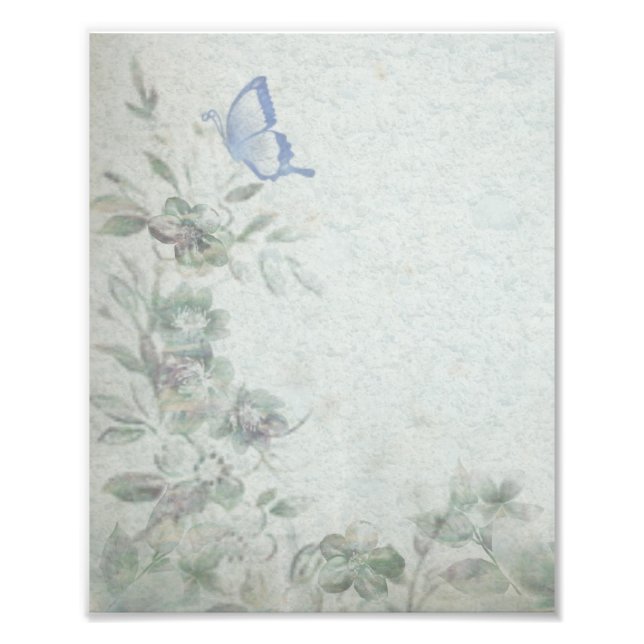 Vintages Blumenblau Fotodruck (Vorne)