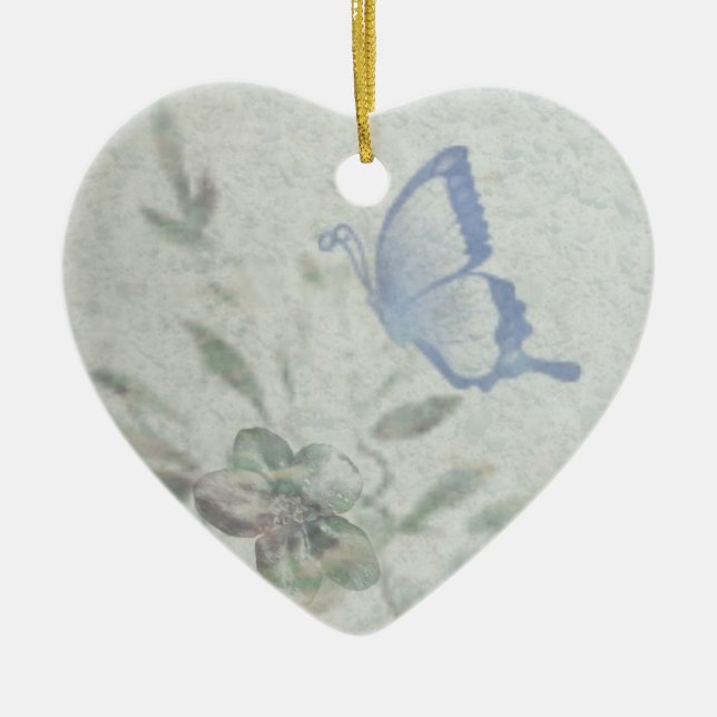 Vintages Blumenblau Keramik Ornament (Vorne)
