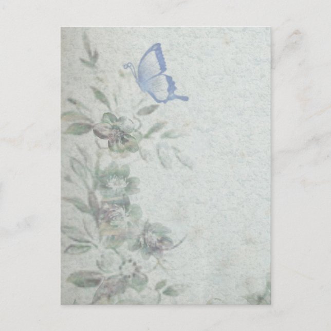Vintages Blumenblau Postkarte (Vorderseite)