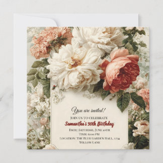 Vintages BlumenBouquet-Design Einladung