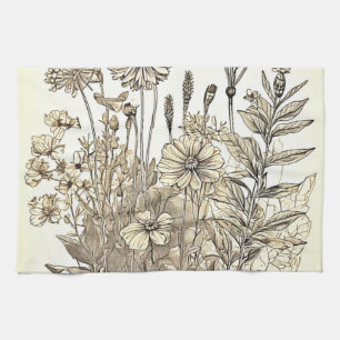 Vintages Blumendesign Geschirrtuch