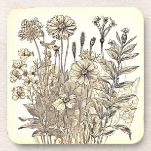 Vintages Blumendesign Getränkeuntersetzer
