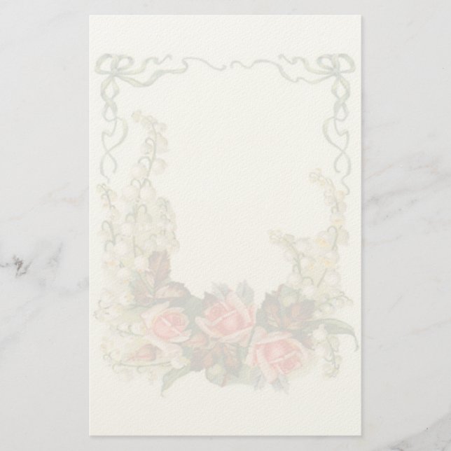 Vintages Blumenfilz-Briefpapier Briefpapier (Vorderseite)