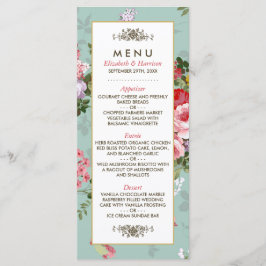 Vintages Blumengarten Botanisches Hochzeitsmenü Menükarte