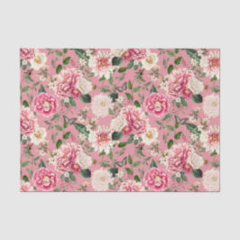 Vintages Blumengartenmuster in Rosa Seidenpapier