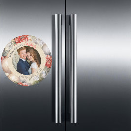 Vintages Blumengebäck Erste Verheiratete Weihnacht Magnet