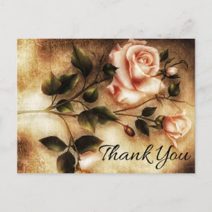 Vintages Blumengedanken Pink Rose Blume Postkarte