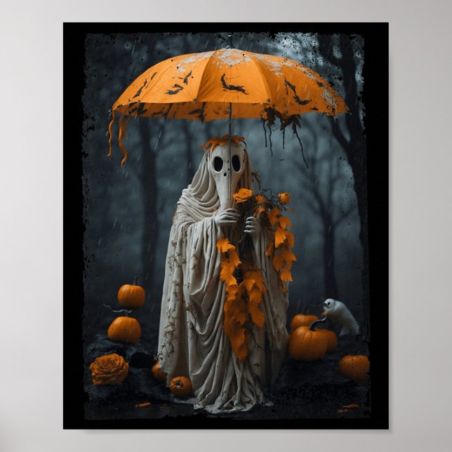 Vintages Blumengeistenhaus im Wald Poster (Vorne)