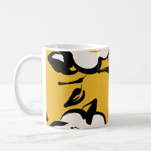 Vintages Blumengelbmuster mit skizzenhafter Hand d Kaffeetasse