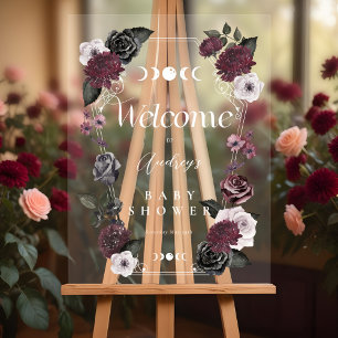 Vintages Blumengoth Halloween Baby Dusche Empfang Acrylschild