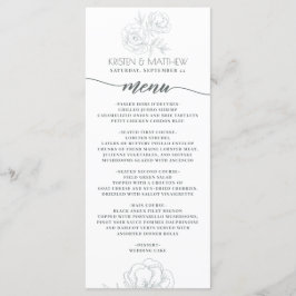 Vintages Blumengrau Moderne Elegante Hochzeit Menükarte