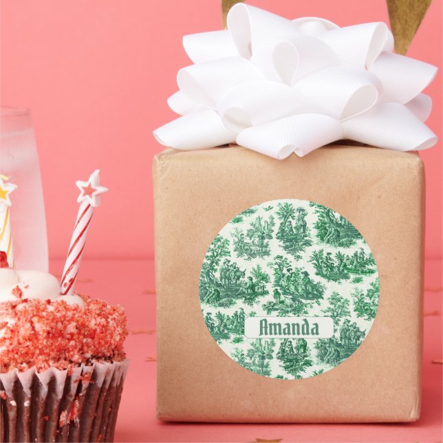 Vintages Blumengrün-Jouilmonogramm Runder Aufkleber (Party)