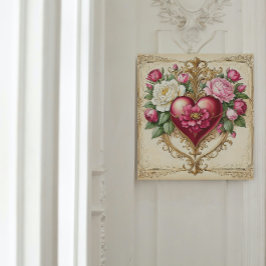 Vintages Blumenherz für Liebe 💗 Poster