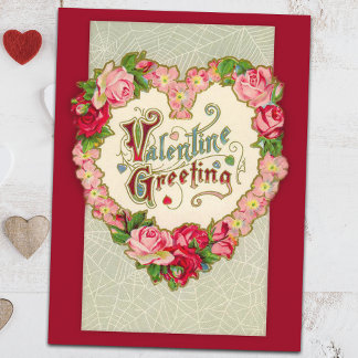 Vintages Blumenherz Valentine Postkarte