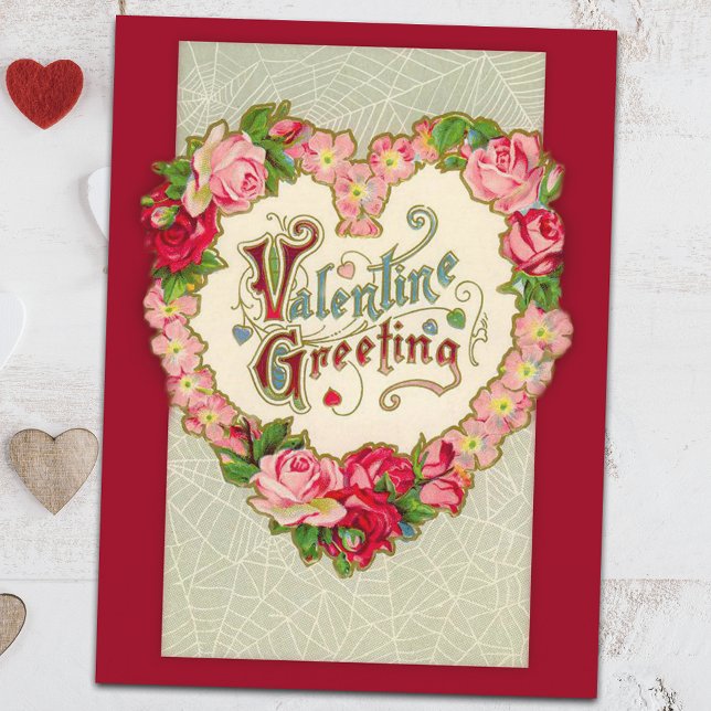 Vintages Blumenherz Valentine Postkarte (Von Creator hochgeladen)