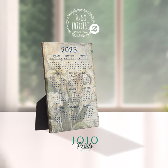 Vintages BlumenJunk-Journal 2025 Fotoplatte (2025 Vintage Floral Junk Journal Plaque)