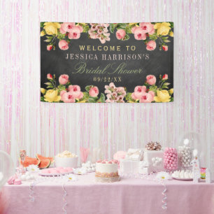 Vintages BlumenkhalkartonBrautparty Banner