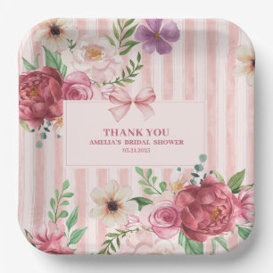 Vintages Blumenkochette Rosa Bugs Brautparty Pappteller