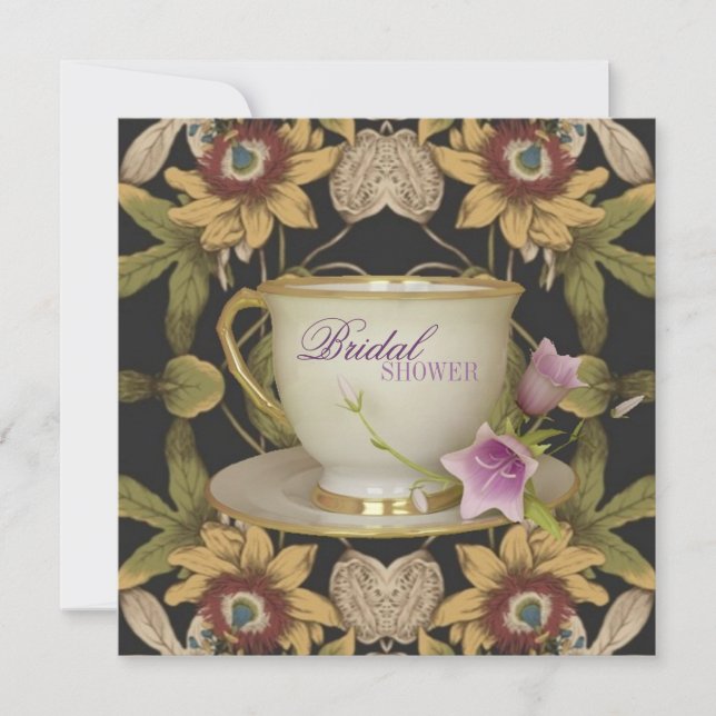 Vintages Blumenkohl Brautparty Tee Party Einladung (Vorderseite)