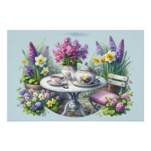 Vintages Blumenkohl-Party im Garten Poster