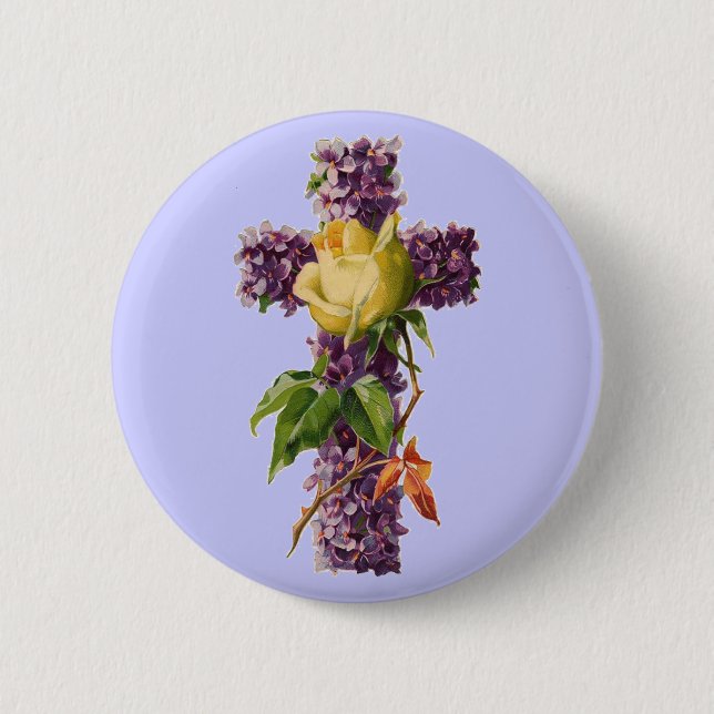 Vintages Blumenkreuz Button (Vorderseite)