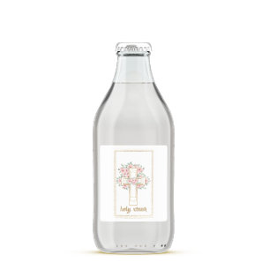 Vintages Blumenkreuz Heiligwasser Etiketten