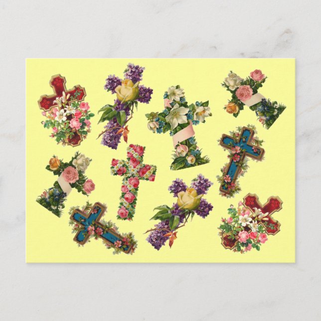 Vintages Blumenkreuz Postkarte (Vorderseite)