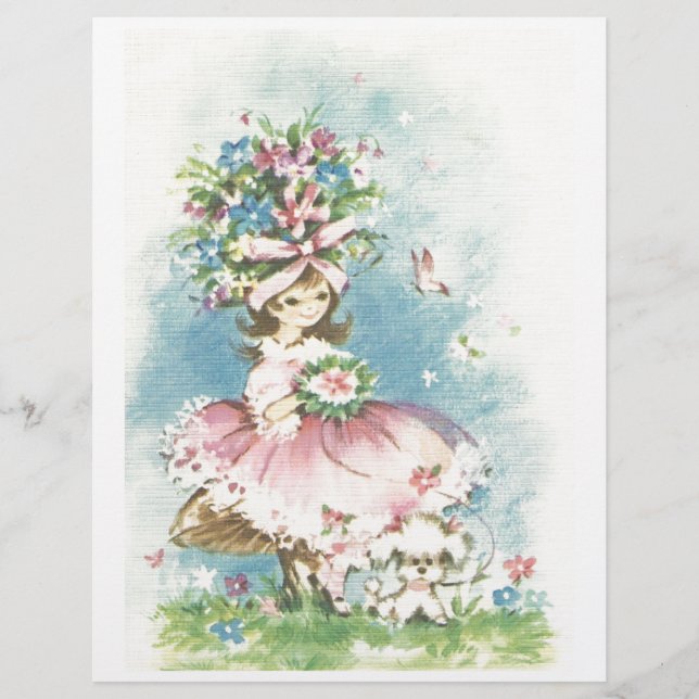 Vintages Blumenmädchen (Vorderseite)