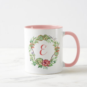 Vintages Blumenmonogramm hochzeitsucculent-  Tasse