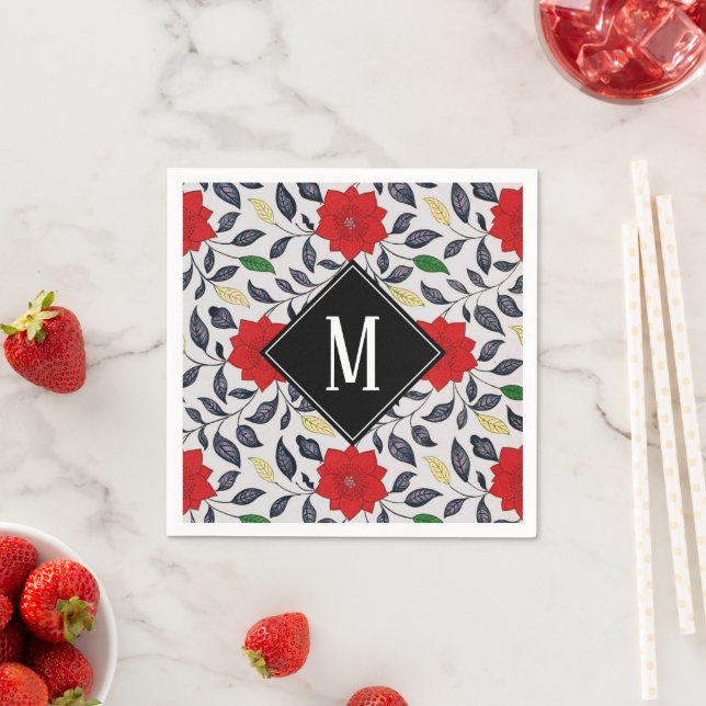 Vintages Blumenmotiv Serviette (Beispiel)