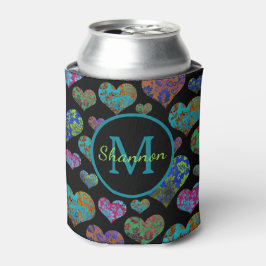 Vintages Blumenmuster Anfangsname Monogramm Dosenkühler