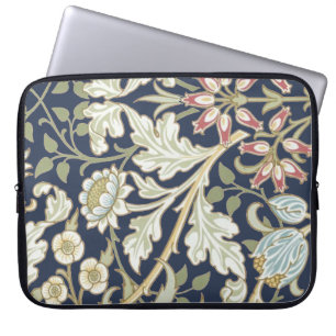 Vintages Blumenmuster auf blau Laptopschutzhülle