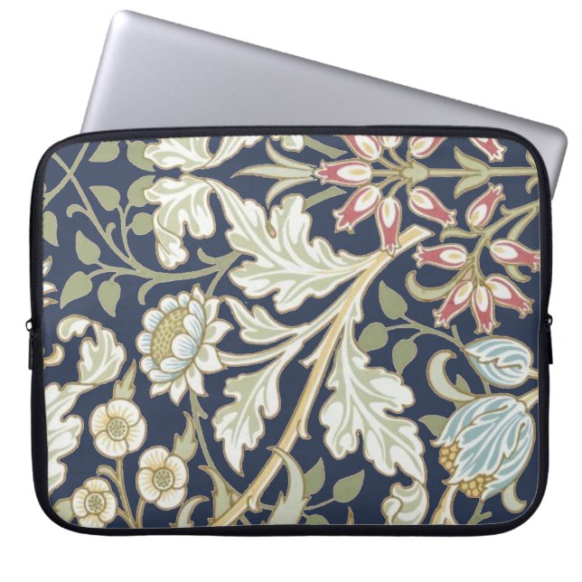 Vintages Blumenmuster auf blau Laptopschutzhülle (Vorderseite)