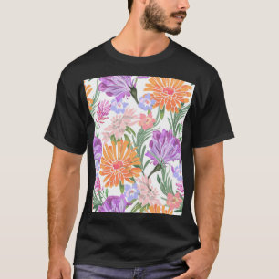 Vintages Blumenmuster, bunte Blume. T-Shirt